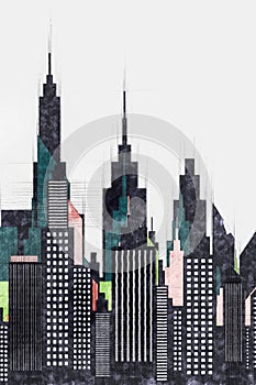 Modern American City Buildings And Skyscrapers
