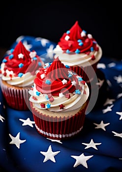 A modern american cupcakes for American Independence Day