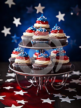 A modern american cupcakes for American Independence Day