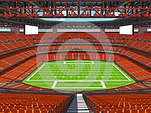 Modern American football Stadium with orange seats