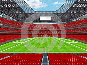 Modern American football Stadium with red seats