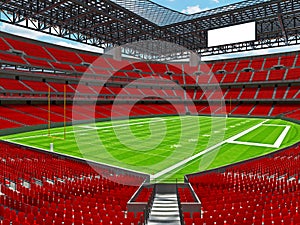 Modern American football Stadium with red seats