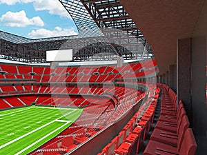 Modern American football Stadium with red seats