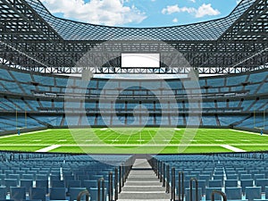 Modern American football Stadium with sky blue seats