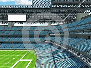 Modern American football Stadium with sky blue seats