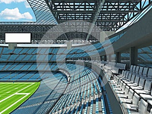 Modern American football Stadium with sky blue seats