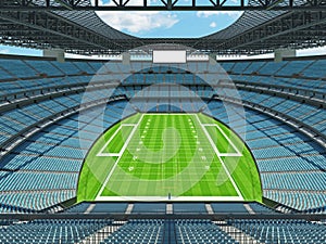 Modern American football Stadium with sky blue seats