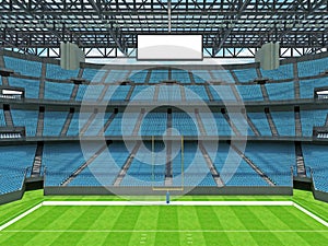 Modern American football Stadium with sky blue seats