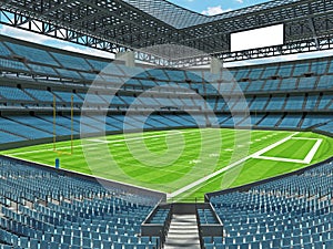 Modern American football Stadium with sky blue seats