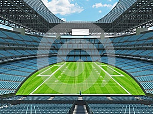 Modern American football Stadium with sky blue seats