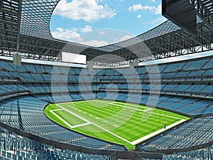 Modern American football Stadium with sky blue seats