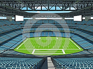 Modern American football Stadium with sky blue seats