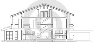 Modern American House Facade Section