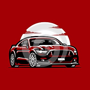 Modern American Muscle Car Vector Image Isolated American Muscle Car Vector Design Illustration