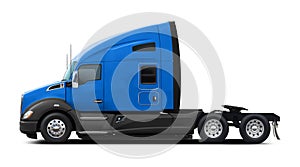 Modern American truck Kenworth T680 in blue with a black plastic bottom. photo