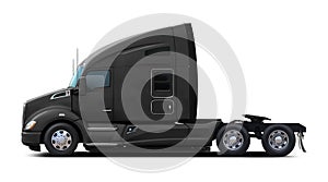 The modern American truck Kenworth T680 is completely black. photo