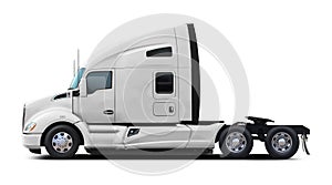 The modern American truck Kenworth T680 is completely white. photo
