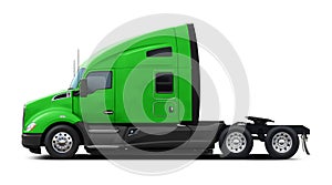 Modern American truck Kenworth T680 in green with a black plastic bottom. photo