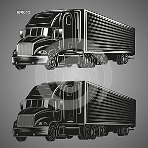 Modern american truck vector illustration. Heavy transport picture