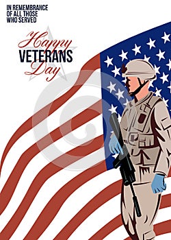 Modern American Veteran Soldier Greeting Card