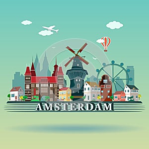 Modern Amsterdam city Skyline Design. Netherlands