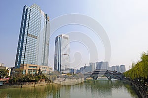 Modern and ancient building in Chengdu
