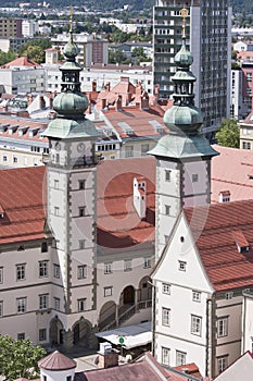 Modern and ancient Klagenfurt, Austria