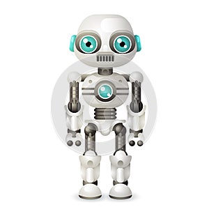 Modern android robot character artificial intelligence isolated on white background 3d realistic design icon vector