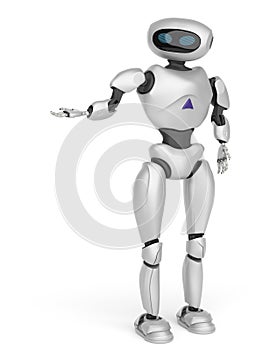 Modern android robot on a white background. 3D rendering.
