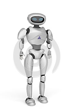 Modern android robot on a white background. 3D rendering.
