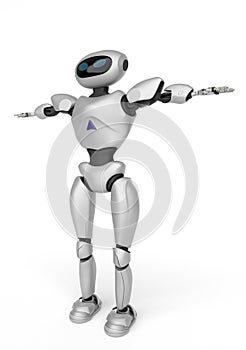 Modern android robot on a white background. 3D rendering.