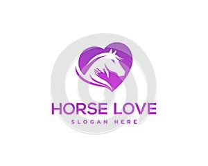 Modern Animal Horse Love Logo Design.