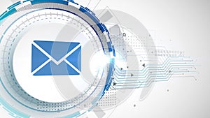 Modern animation of mail icon with technology background 2