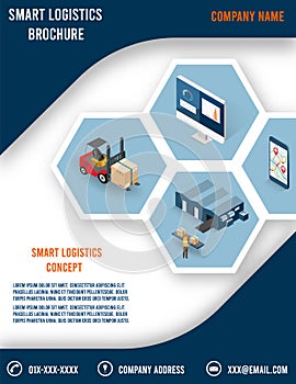 Modern annual report brochure with abstract shapes concept of Smart Logistics.  Easy to edit and customize. Vector illustration