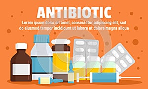 Modern antibiotic concept banner, flat style