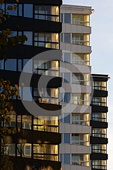 Modern apartmants in golden light