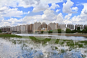 Modern apartment along the lake in city