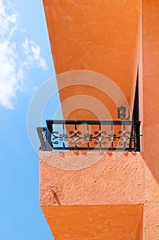 Modern apartment balcony ,balconies orange of hotel on sky background