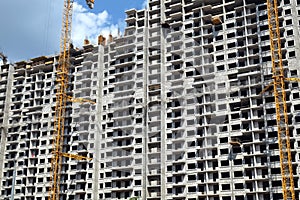 Modern apartment building construction in process