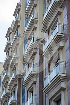 Modern Apartment Building Facade with Balconies