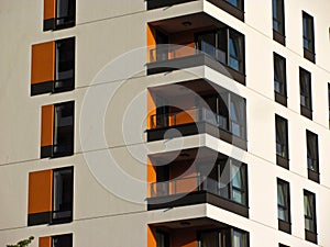Modern apartment building. Facade, contemporary architecture. Stylish living block of flats