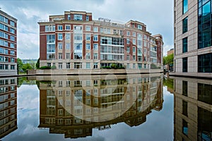 Modern apartment building house with reflection