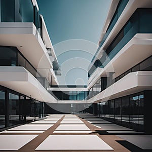 modern apartment building made of black and white colors with glass windows