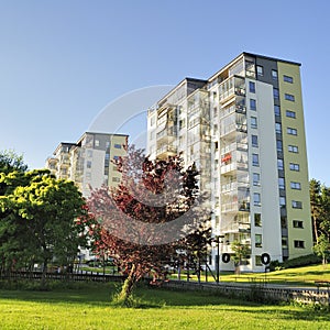 Modern apartment buildings