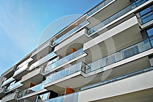 Modern apartment buildings exteriors