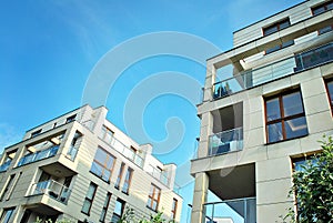 Modern apartment buildings exteriors