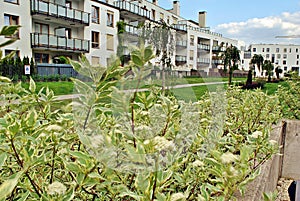 Modern apartment buildings exteriors. Facade of a modern apartment building.