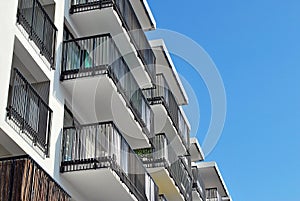 Modern apartment buildings exteriors. Facade of a modern apartment building.