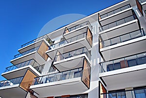 Modern apartment buildings exteriors. Facade of a modern apartment building.