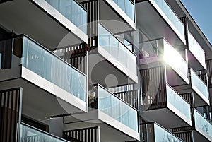 Modern apartment buildings exteriors. Facade of a modern apartment building.